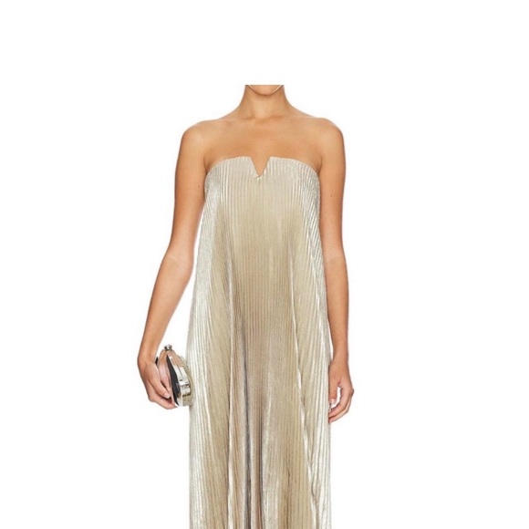 L’idee Black Tie Gown Gold Shimmer Size 6/XS - Picture 6 of 8